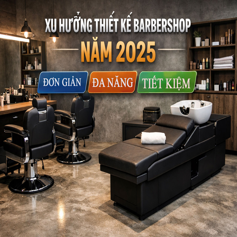 Xu hướng thiết kế barbershop năm 2025: Đơn giản – Đa năng – Tiết kiệm chi phí