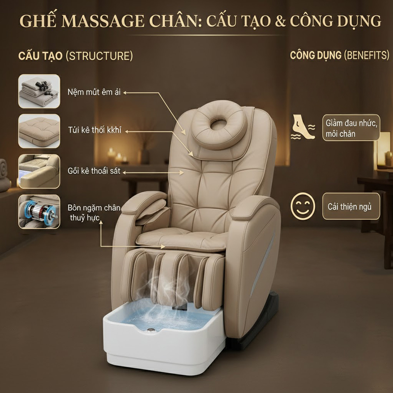 Ghế massage chân là gì? Cấu tạo & công dụng